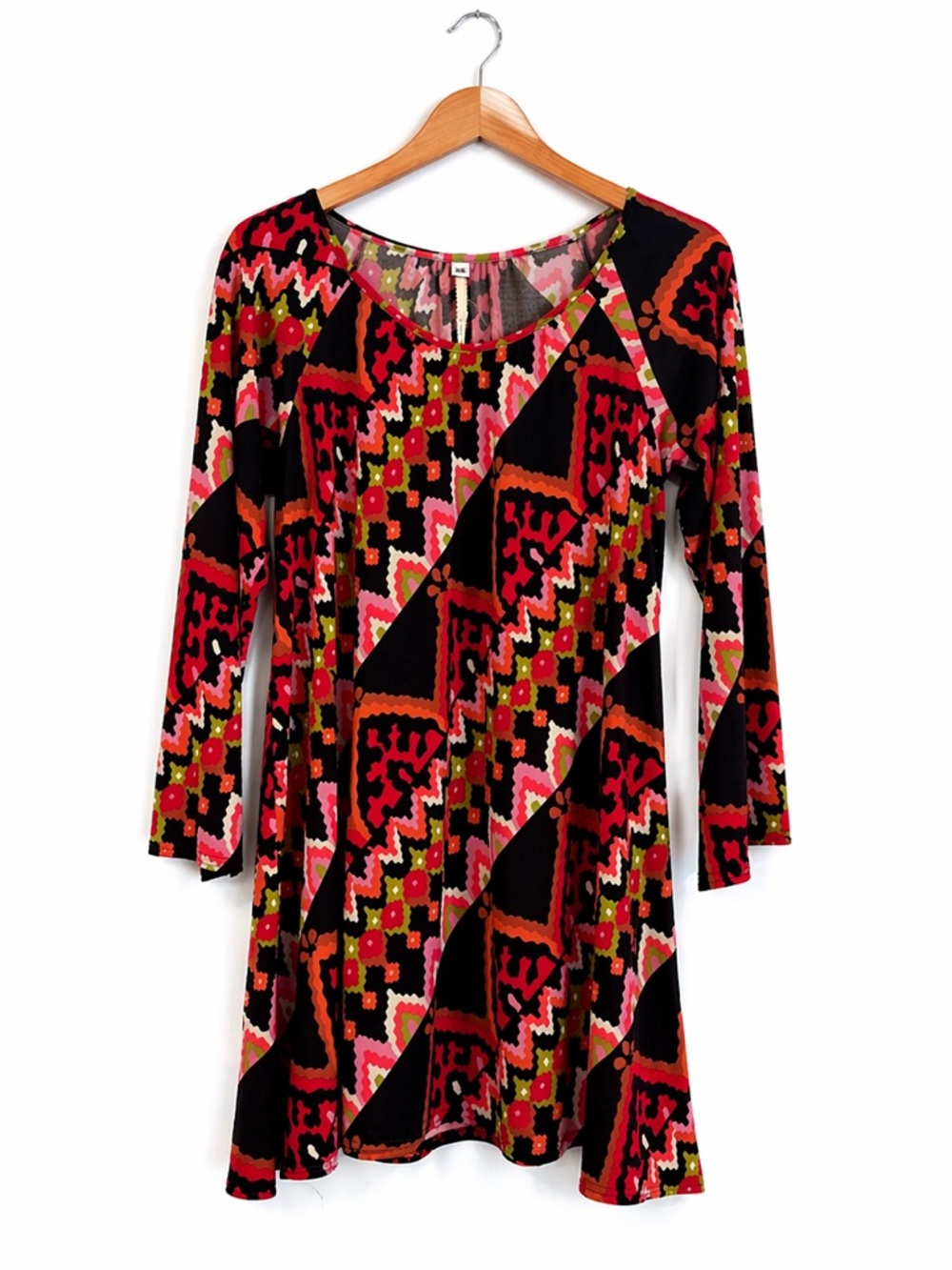 Uncle Frank boho tunic dress Women’s XSmallMulticolor Abstract 3/4 Sleeves